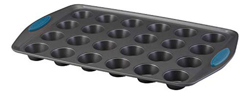 Molde Para Muffins 24 Cavidades Con Asas De Silicona Azul Gris