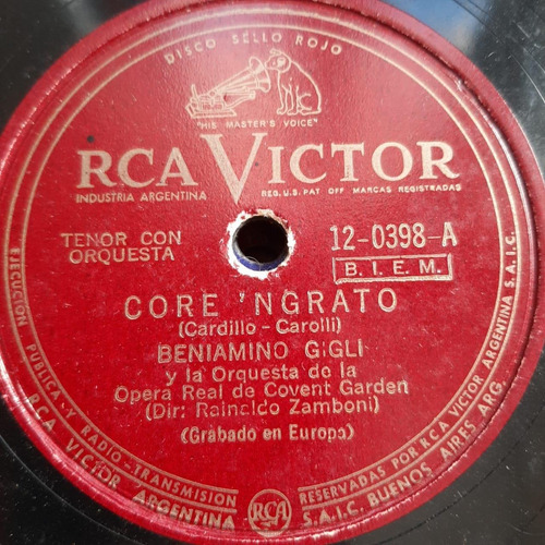 Pasta Beniamino Gigli Orq Opera Real Rca Victor Tc24