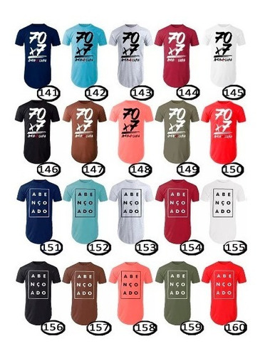 Imagem 4 de 7 de Kit C/6 Camisas Blusas Longline Estampada Camiseta Masculina