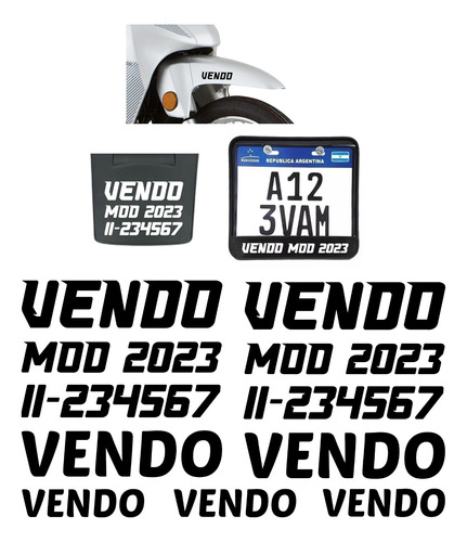 Calco Vinilo Vendo Moto Auto Cartel Personalizado Kit