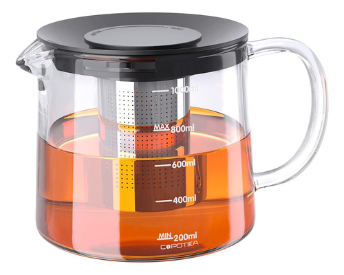 Tetera De Vidrio Con Infusor Removible, Tetera De 1000 Ml /