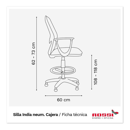 Imagen 8 de 8 de Silla De Oficina Alta Cajera Diseño India