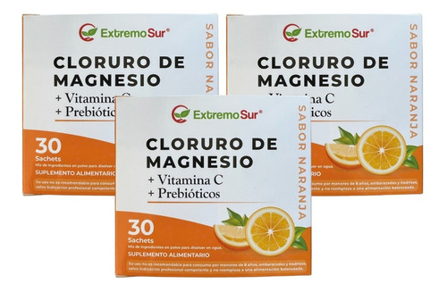 Cloruro De Magnesio Sabor Naranja, Pack 90 Sachets