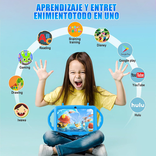 Tablet Para Niños 7 Pulgadas 3gb 32gb Tableta Con Fund Color Azul