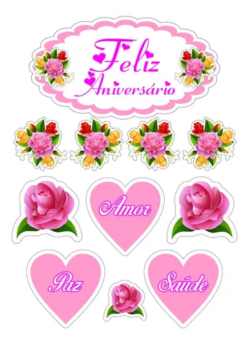 Topper de bolo de princesa rosa e laço, flor para decorações de festa de  feliz aniversário, fornecedor, amor, presentes