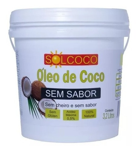 Balde Oleo De Coco Sem Sabror E Sem Cheiro 3,2 Lt Original