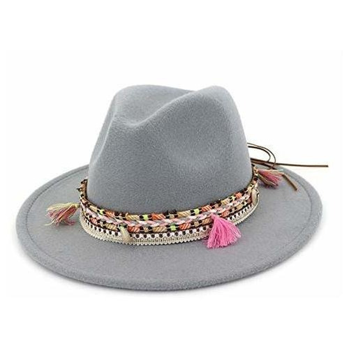 Sombrero Fedora De Fieltro Para Mujer Talla M Gris