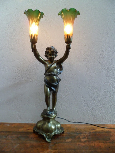 Luminaria Anjo De Petit Bronze Com 2 Lirios Murano  ( 92l  )