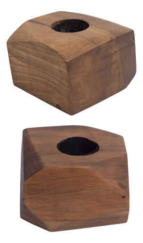 Macetas De Madera De Encino Diseño Único12x12 Cm - 2 Pack Chocolate 2 Pack Café Oscuro
