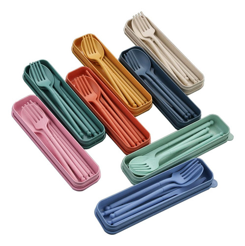 Juegos De Utensilios Portátiles De 8 Colores Con Estuche, Ju