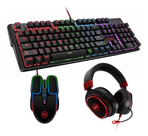 Kit Gamer Teclado Mouse Audifonos Maxell Samurai Series 1