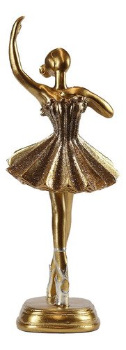 Figura Estatua Decorativa De Resina Bravadecor Bailarina Cor Dourado