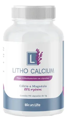 Minerais/Vitaminas Litho Calcium Alga Marinha Lithothamnium Suplemento Vegano Orgânico 90g