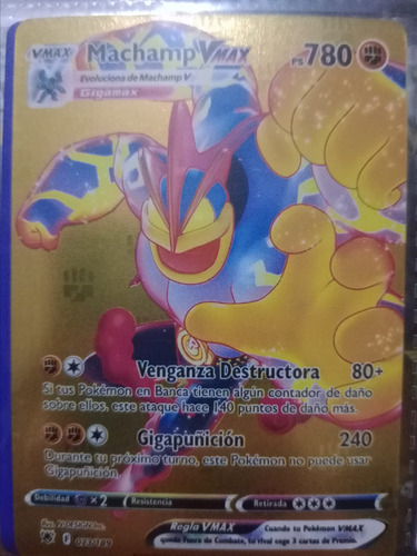 Proxy/repli Carta Pokemon Brillante Dorada Machamp V Max 