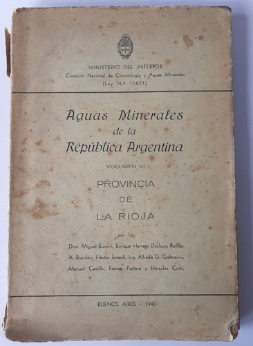 Aguas Minerales De La República Argentina 1940 V. 6 Ro 013