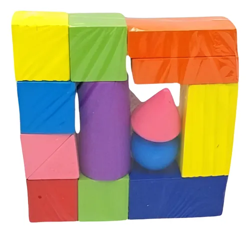 comprar Bloques Formas Geometricas Madera 14 Piezas Juego Didactico Color Surtidos