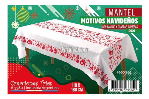Mantel Friselina Navidad Rojo 1,10x1,80cm Con Camino- Cc