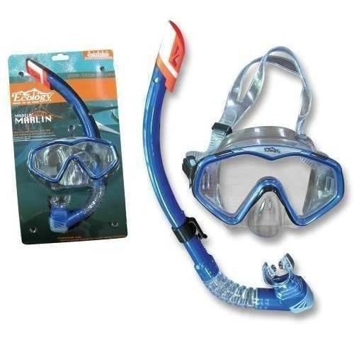 Careta Snorkel Buceo Vidrio Templado Silicon Ecology Marlín