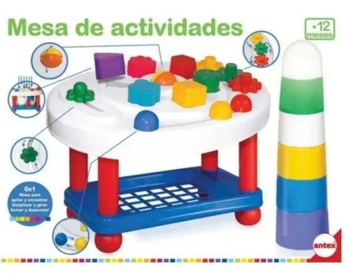 Mesa De Actividades Encastre Forma Color Bebe Aprender Antex