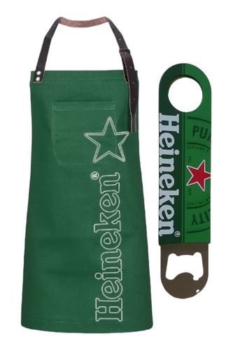 Delantal Largo Cerveza Heineken Gastronomía + Destapador Bar