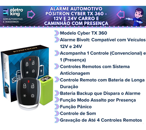 Alarme Positron Tx360 Carro Caminhão Presença Chave Canivete