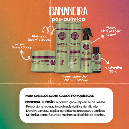 Kit Haskell Bananeira Shampoo Cond Máscara 300ml