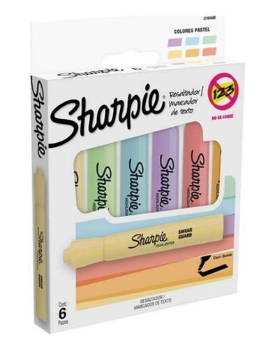 Resaltador Sharpie Pastel 6 Pzas Mas Dos De Regalo Suave