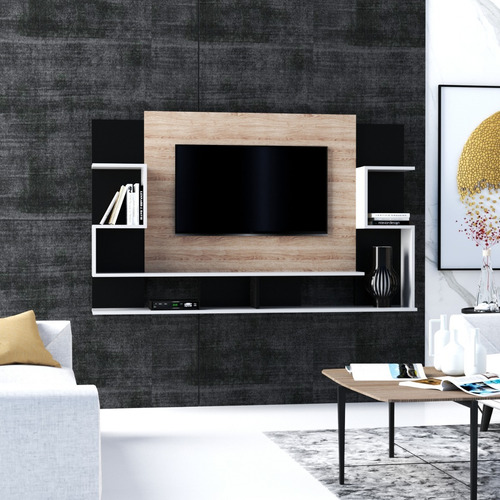 Panel Para Lcd/led Rack Mueble Living Texturado Touch H/40 Color Marrón Claro