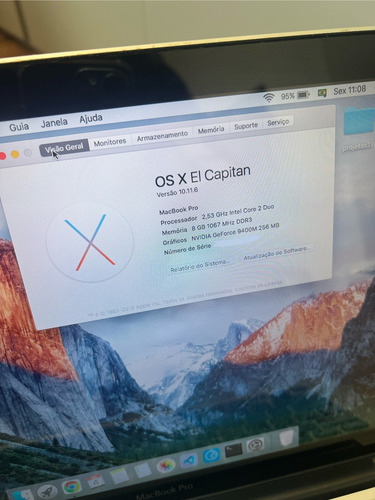 Macbook Pro 2009 - 8gb - 240ssd - 2,53 Ghz Intel Core 2 Duo Prateado (Usado)