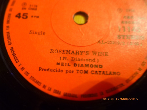 Vinilo Single  - Neil Diamond -rosemary ( I37-q156