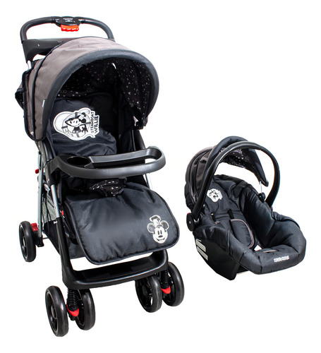 Cochecito de paseo travel system Dencar Travel System 3222TS negro con chasis color plateado