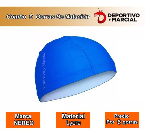Imagen 2 de 5 de 6 Gorras De Natacion Lycra Varios Colores Nereo Pileta Set