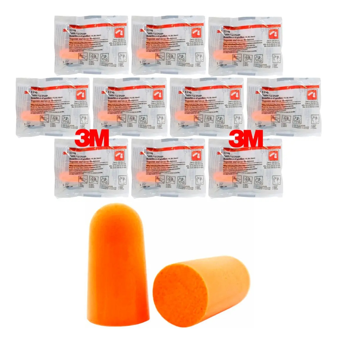 Kit 40 Prs Protetor Auricular Plug Espuma Sem Cordão 3m 1100 Cor Laranja