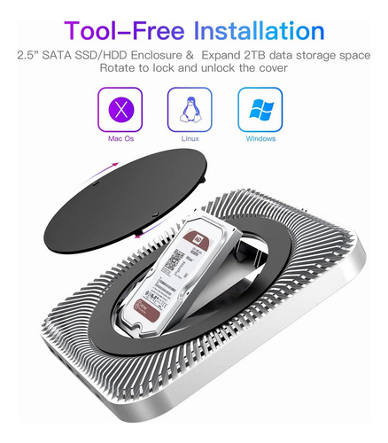 Hub Usb Raycue Para Mac Mini O Mac Studio Plateado