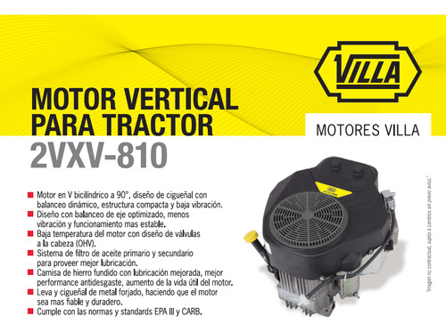 Motor Villa 2vxv810 Eje 1 1/8 27 Hp Nafta Moto/cuatri