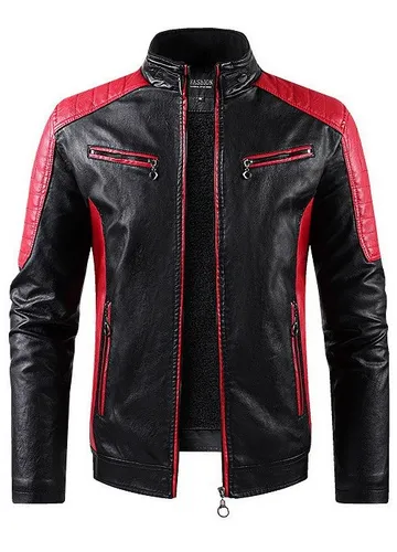 Chaqueta de cuero Hombre Casual nueva de cremalleras moto chaqueta de cuero  de los hombres Punk