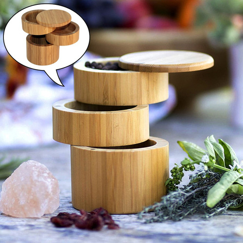 A Cocina Bambú Especias Caja De Almacenamiento Especias Y