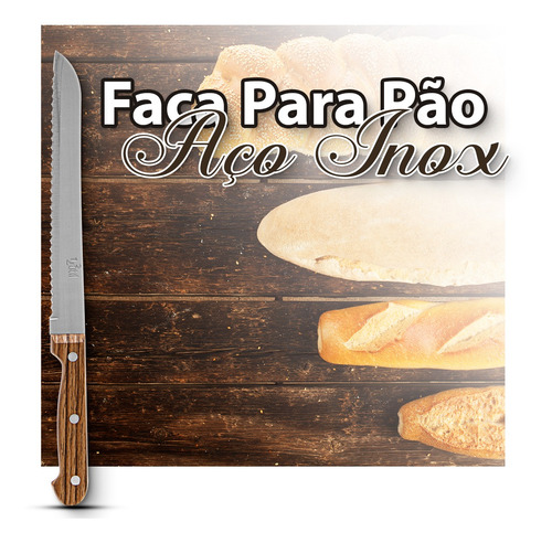 Imagem 3 de 6 de Faca Pães 4 Kit De Corte Serra Grande 8 Inox Antioxidante