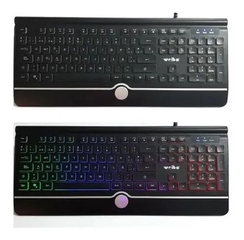 Teclado Gamer Weibo Qwerty Color Negro Con Luz Rgb