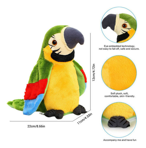 Pájaro De Peluche Eléctrico Parlante Que Repite Lo Que Dices