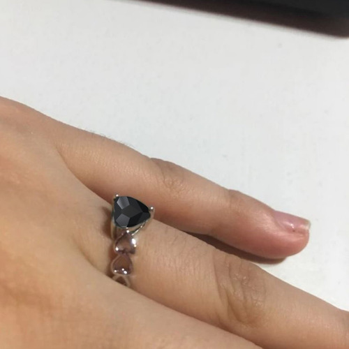Imagem 7 de 9 de Anel Luxo Pura Prata 925 Black Onix Coração - Exclusivo