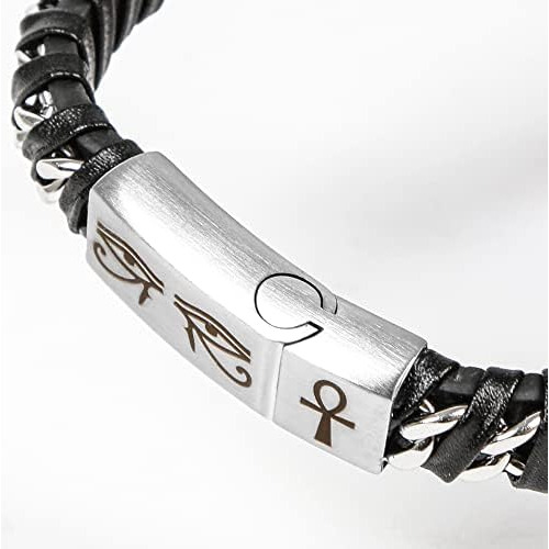 Krfitya Pulsera De Cuero Trenzado, Ojo Egipcio De Horus Ankh