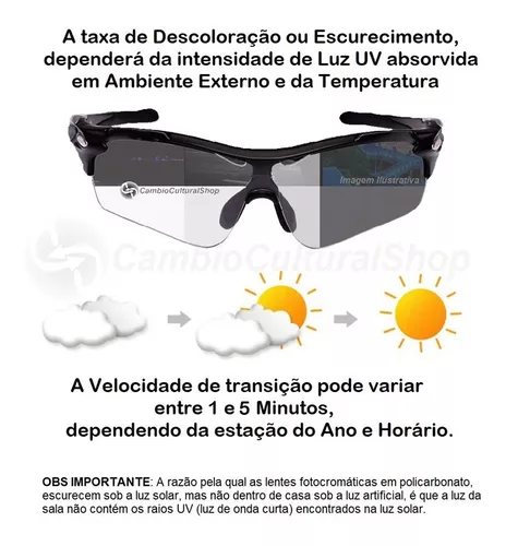 Óculos De Sol Esportivo Lente Polarizada Fotocromática Uv400