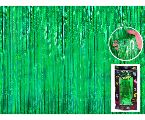 Cortina Metalizada Holografica (2m X 1m) - Cotillón Waf Color Verde