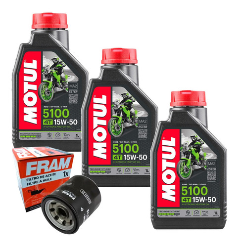 3 Lt Óleo Motul 5100 15w50 + Filtro Fram Ph6114 Bmw F800gs