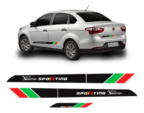 Kit Faixa Lateral Fiat Grand Siena Itália Sporting 2012/2022