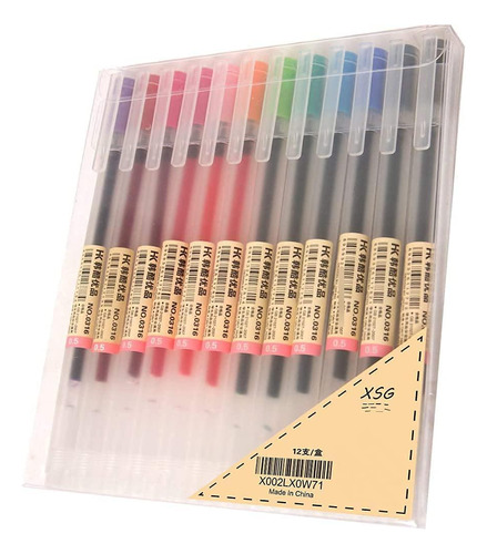 Muji Pack 12 Bolígrafos Gel Punta 0.5 Mm Para Oficina