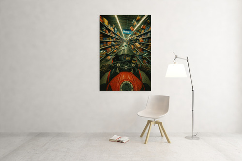 Cuadro Moderno Mural Moto En Supermercado Vibrante Full Hd