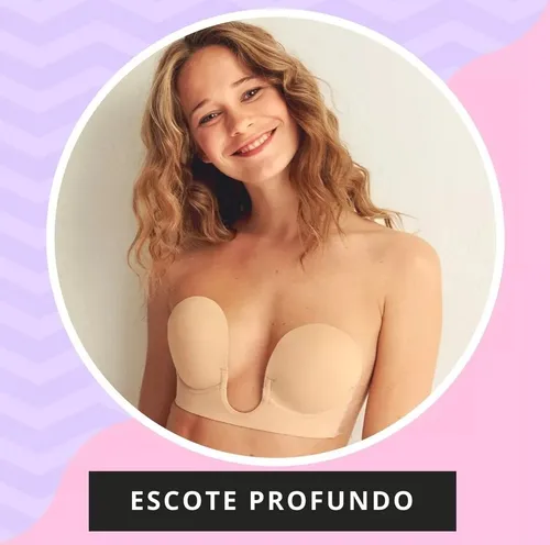 Brasier Adhesivo Escote U Profundo Push Up Sin Espalda