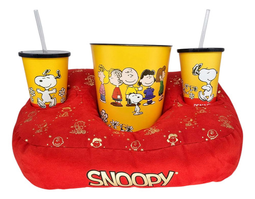 Kit Almofada Pipoca Snoopy Peanuts Charlie Brown Para cinema Filmes em Casa Decoração Presente